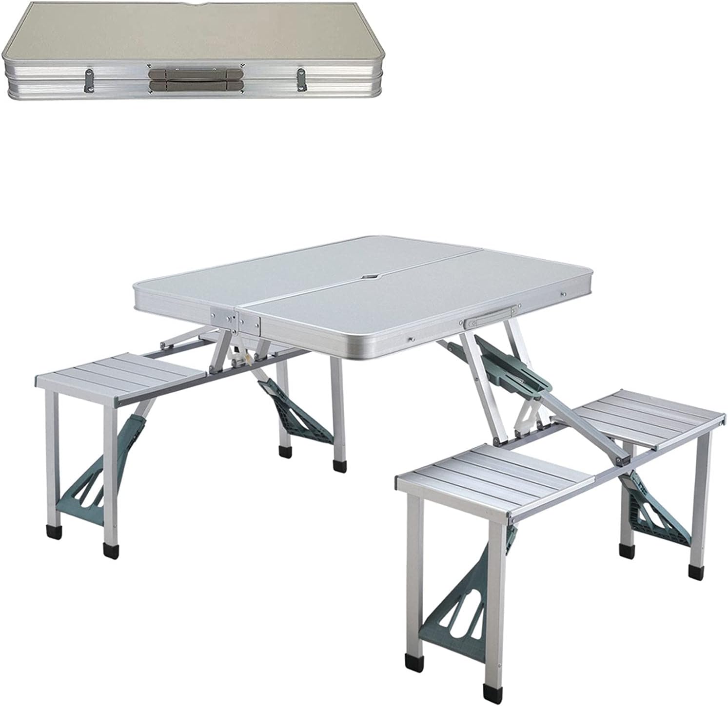 Portable Foldable Outdoor Picnic Table and Chair Set - Aluminum Alloy